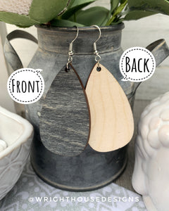 Minimalist Dangle Earrings - Select A Stain - Rustic Birch Wooden Handmade Jewelry