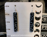 Load image into Gallery viewer, Engraved Spiderwebs - Halloween Earrings - Black Glitter Acrylic Handmade Jewelry
