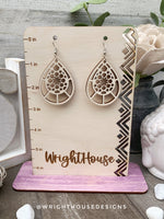 Load image into Gallery viewer, Geometric Teardrop Earrings - Style 4 - Select A Stain - Rustic Birch Wooden Handmade Jewelry
