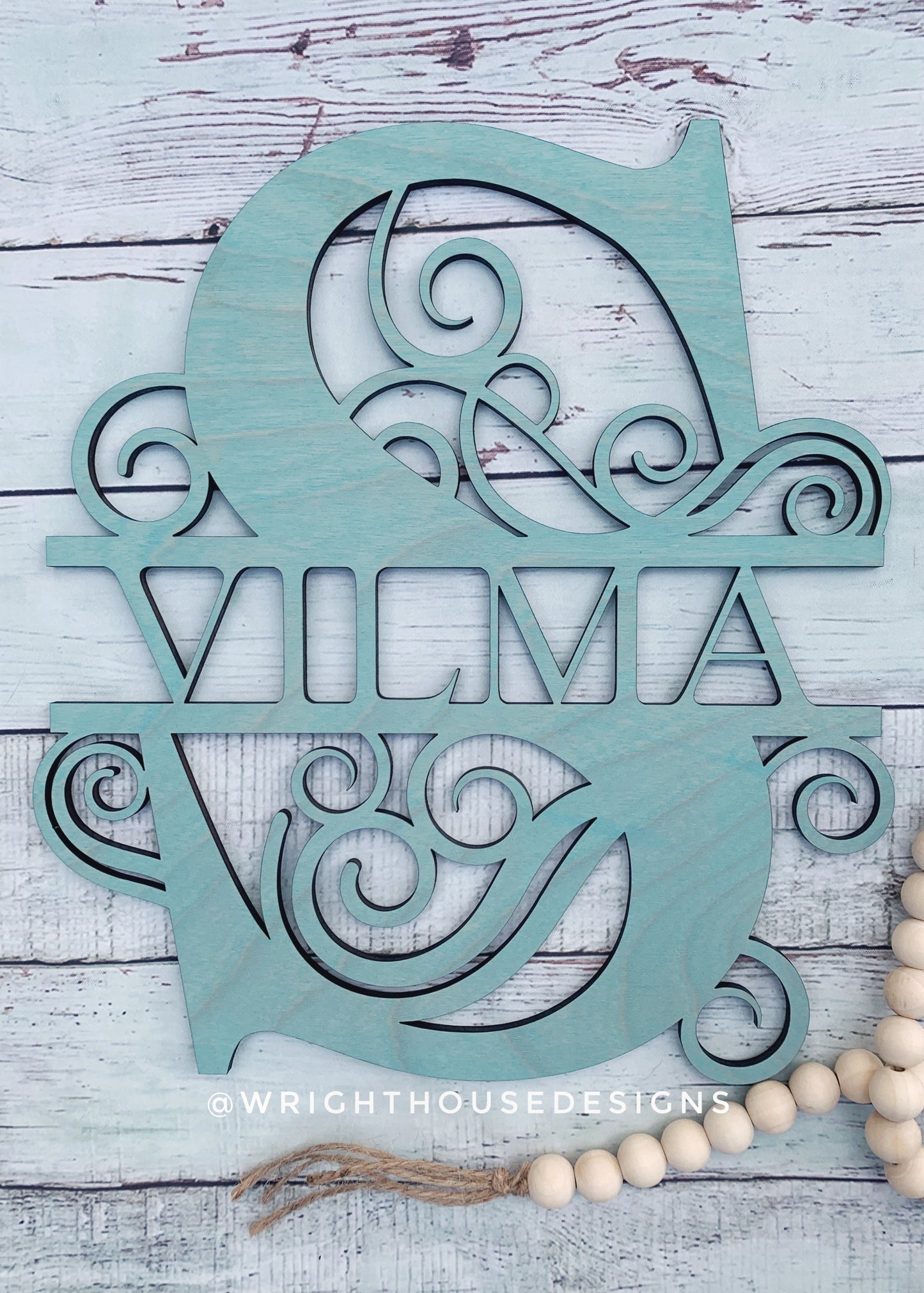 Custom Swirl Split Monogram  - Wall Sign and Accents