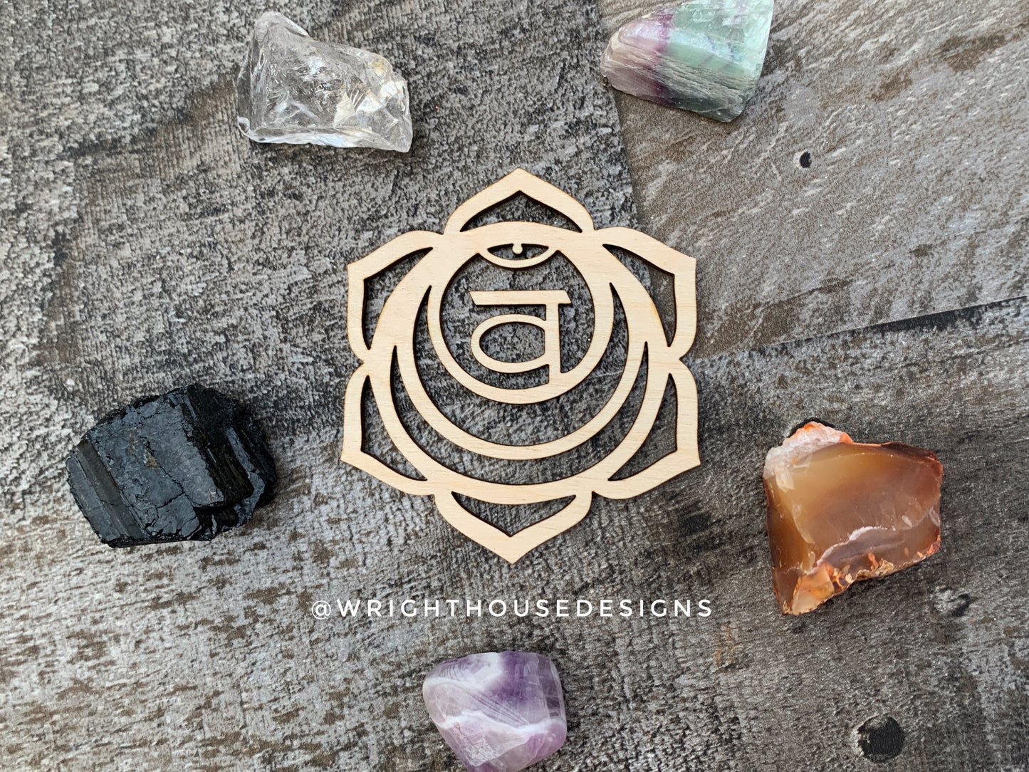 Chakra Symbols - Laser Cut Crystal Grids - Wooden Coasters - Coffee and Tea - Meditation Guide