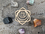 Load image into Gallery viewer, Chakra Symbols - Laser Cut Crystal Grids - Wooden Coasters - Coffee and Tea - Meditation Guide
