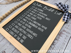 Winter Bucket List Chalkboard Checklist - Hanging Decor