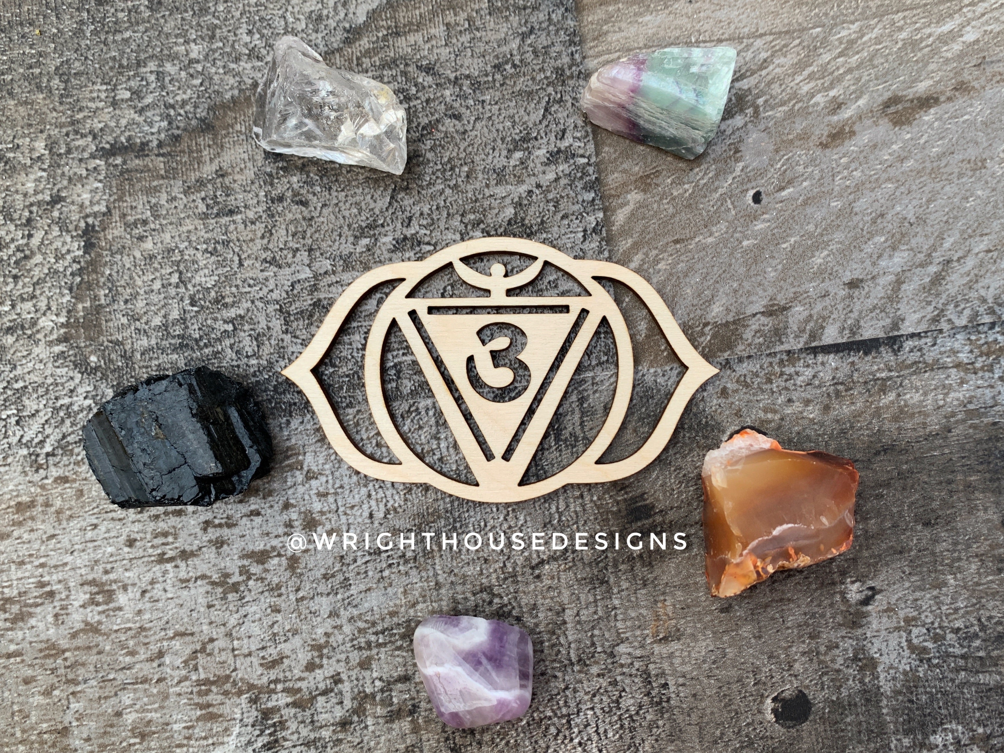 Chakra Symbols - Laser Cut Crystal Grids - Wooden Coasters - Coffee and Tea - Meditation Guide
