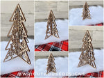 Load image into Gallery viewer, Wooden 3D Snowflake Pattern Christmas Trees - Laser Cut Interlocking Holiday Decor - Fireplace Mantle - Shelf Sitter

