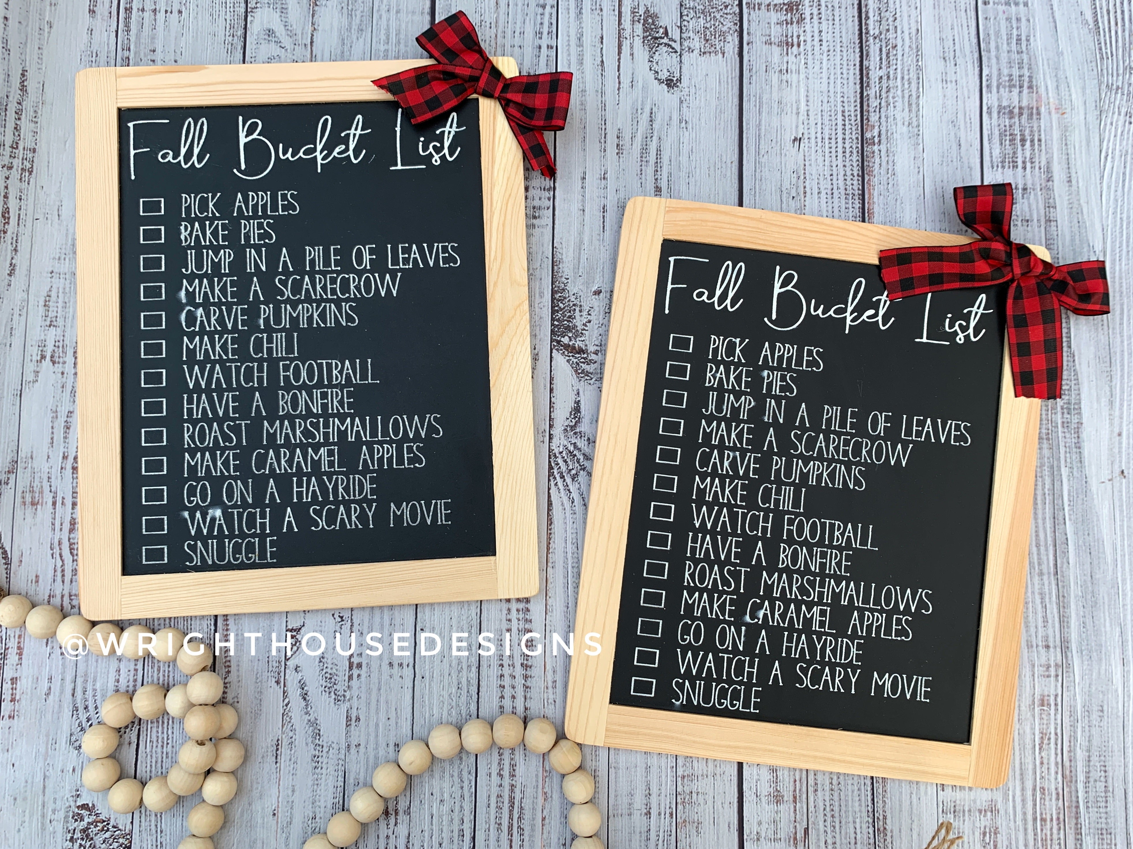 Fall Bucket List Chalkboard Checklist - Hanging Decor