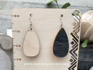 Minimalist Dangle Earrings - Select A Stain - Rustic Birch Wooden Handmade Jewelry
