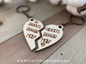 My Better Half - Valentine's Interlocking Heart Wooden Keychain