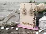 Load image into Gallery viewer, Geometric Teardrop Earrings - Style 4 - Select A Stain - Rustic Birch Wooden Handmade Jewelry
