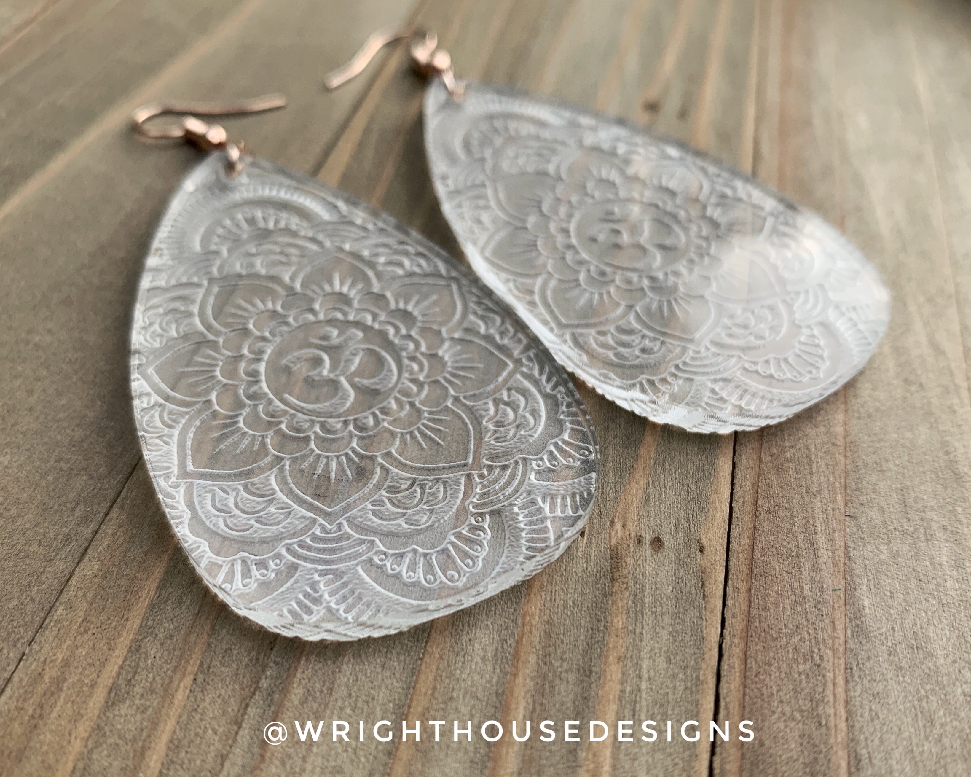 Ohm Floral Mandala - Acrylic Pendant Earrings