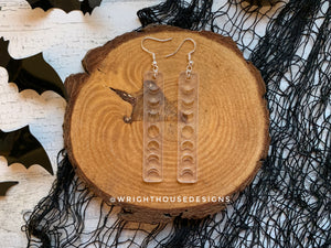 Cut Moon Phase - Celestial Earrings - Frosted Acrylic Handmade Jewelry