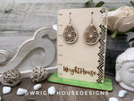 Load image into Gallery viewer, Geometric Teardrop Earrings - Style 2 - Select A Stain - Rustic Birch Wooden Handmade Jewelry
