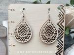 Load image into Gallery viewer, Geometric Teardrop Earrings - Style 7 - Select A Stain - Rustic Birch Wooden Handmade Jewelry
