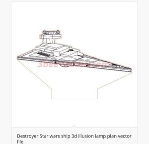Star Wars Ships - Acrylic LED Base Light - Fan Art For Movie Enthusiasts