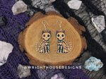 Load image into Gallery viewer, Skeleton Black Cats - Halloween Earrings - Rainbow Iridescent Acrylic Handmade Jewelry
