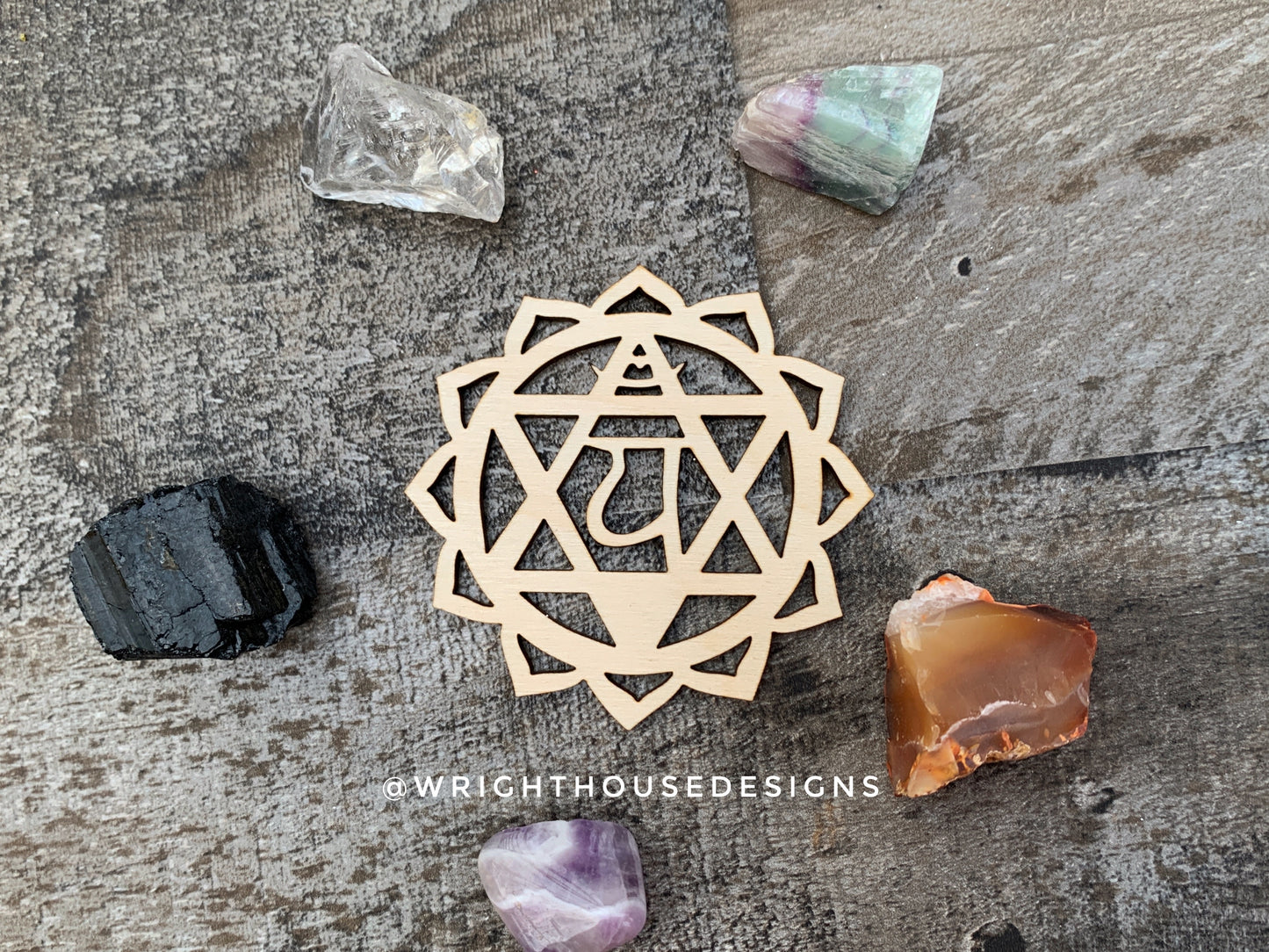 Chakra Symbols - Laser Cut Crystal Grids - Wooden Coasters - Coffee and Tea - Meditation Guide