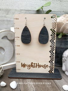 Minimalist Dangle Earrings - Select A Stain - Rustic Birch Wooden Handmade Jewelry