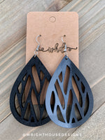 Load image into Gallery viewer, Zebra Duo Color - Geometric Pattern - Painted Wooden Earrings
