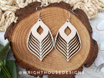 Load image into Gallery viewer, Peacock Feather Dangle Earrings - Style 6 - Rustic Birch Wooden Handmade Jewelry
