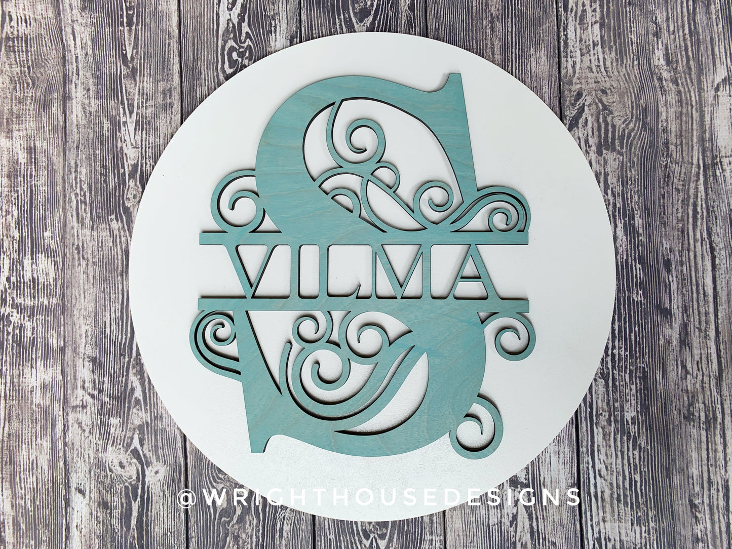 Custom Swirl Split Monogram  - Wall Sign and Accents