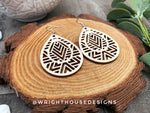 Load image into Gallery viewer, Geometric Teardrop Earrings - Style 7 - Select A Stain - Rustic Birch Wooden Handmade Jewelry
