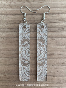 Floral Mandala - Acrylic Dangle Earrings