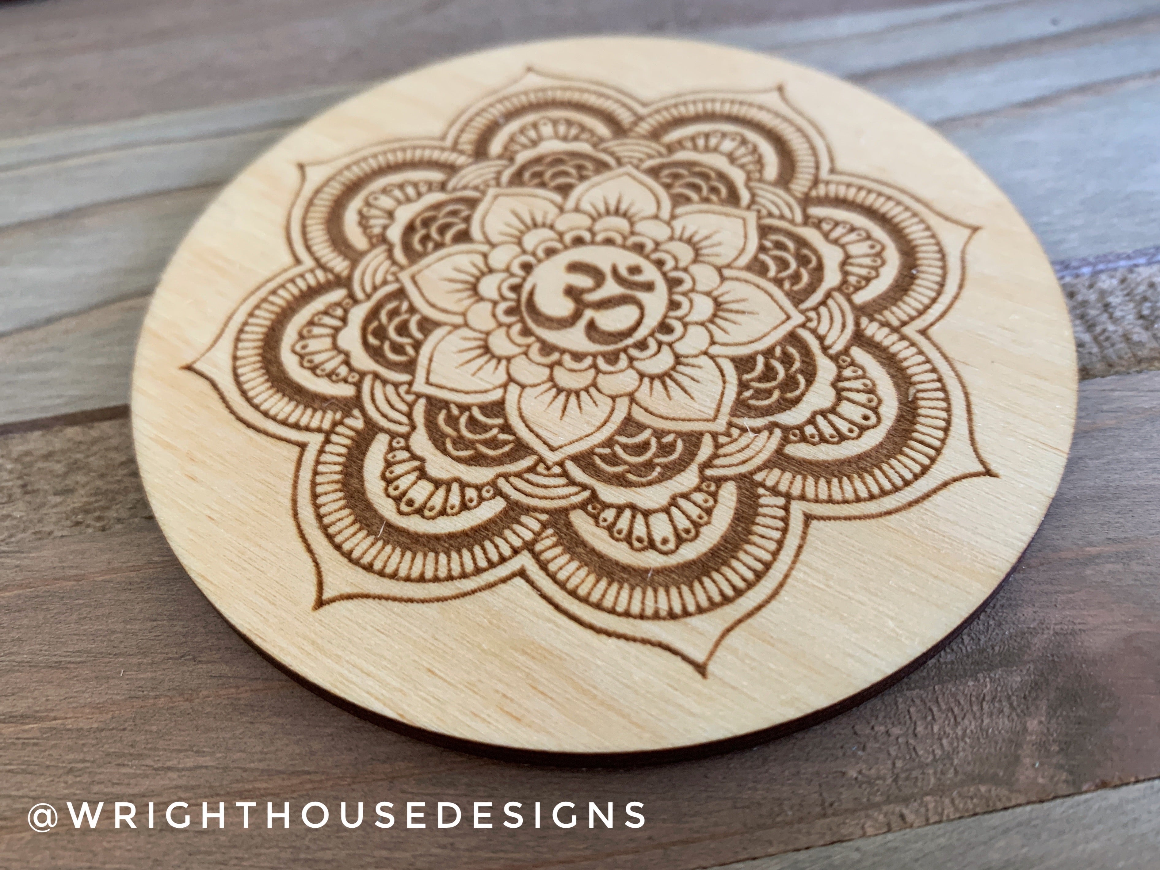 Mandala Ohm - Wooden Coasters and Grids