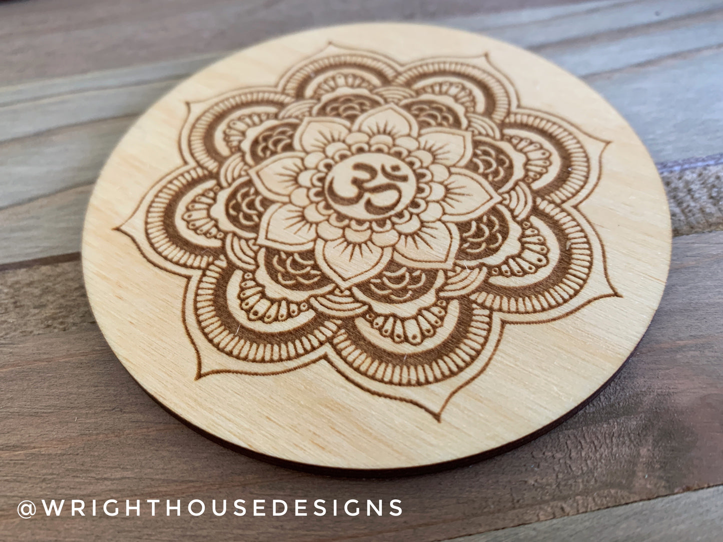 Mandala Ohm - Wooden Coasters and Grids