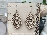 Load image into Gallery viewer, Peacock Feather Dangle Earrings - Style 4 - Rustic Birch Wooden Handmade Jewelry
