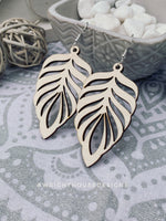 Load image into Gallery viewer, Peacock Feather Dangle Earrings - Style 9 - Rustic Birch Wooden Handmade Jewelry
