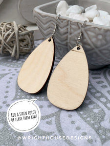 Minimalist Dangle Earrings - Select A Stain - Rustic Birch Wooden Handmade Jewelry