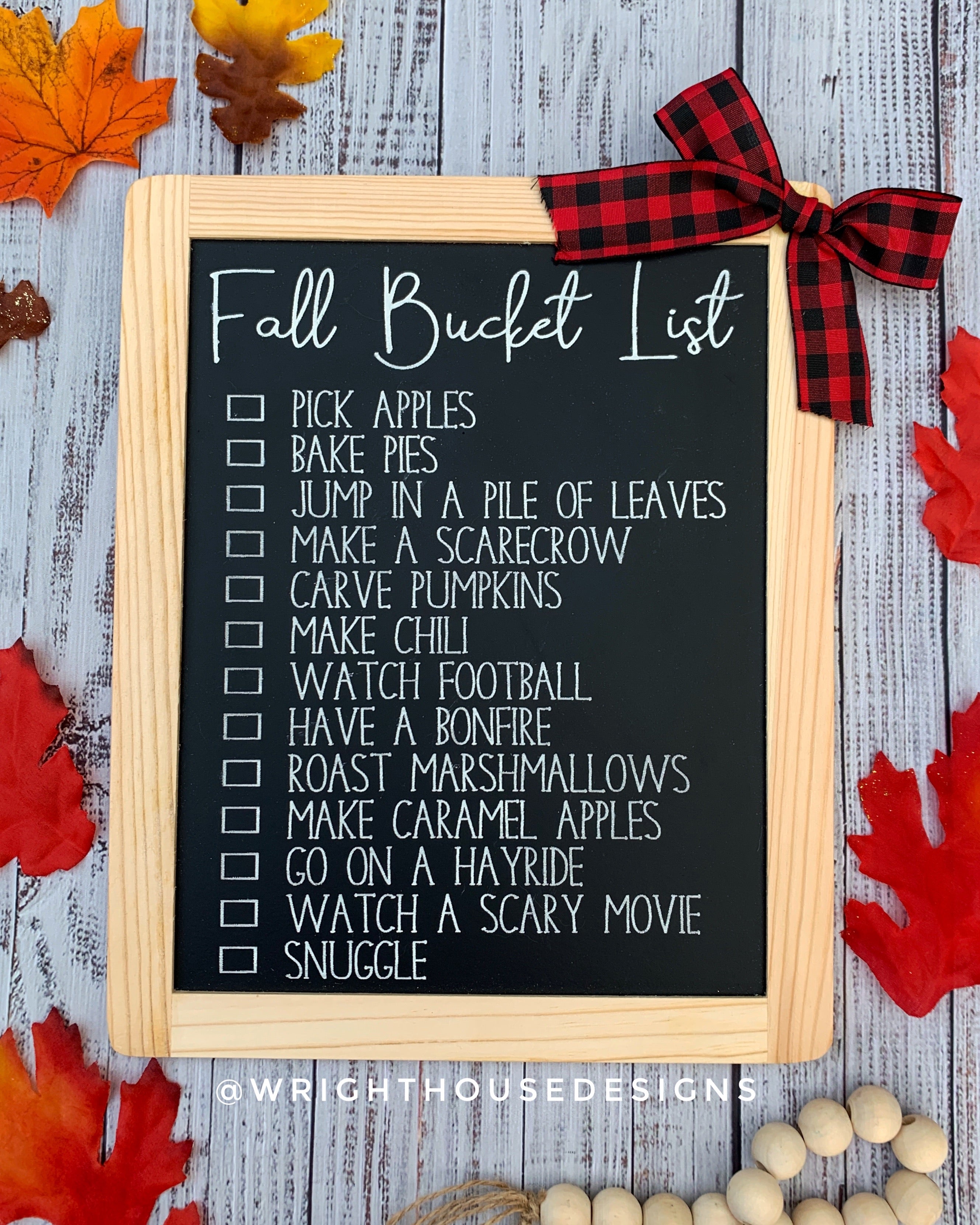 Fall Bucket List Chalkboard Checklist - Hanging Decor