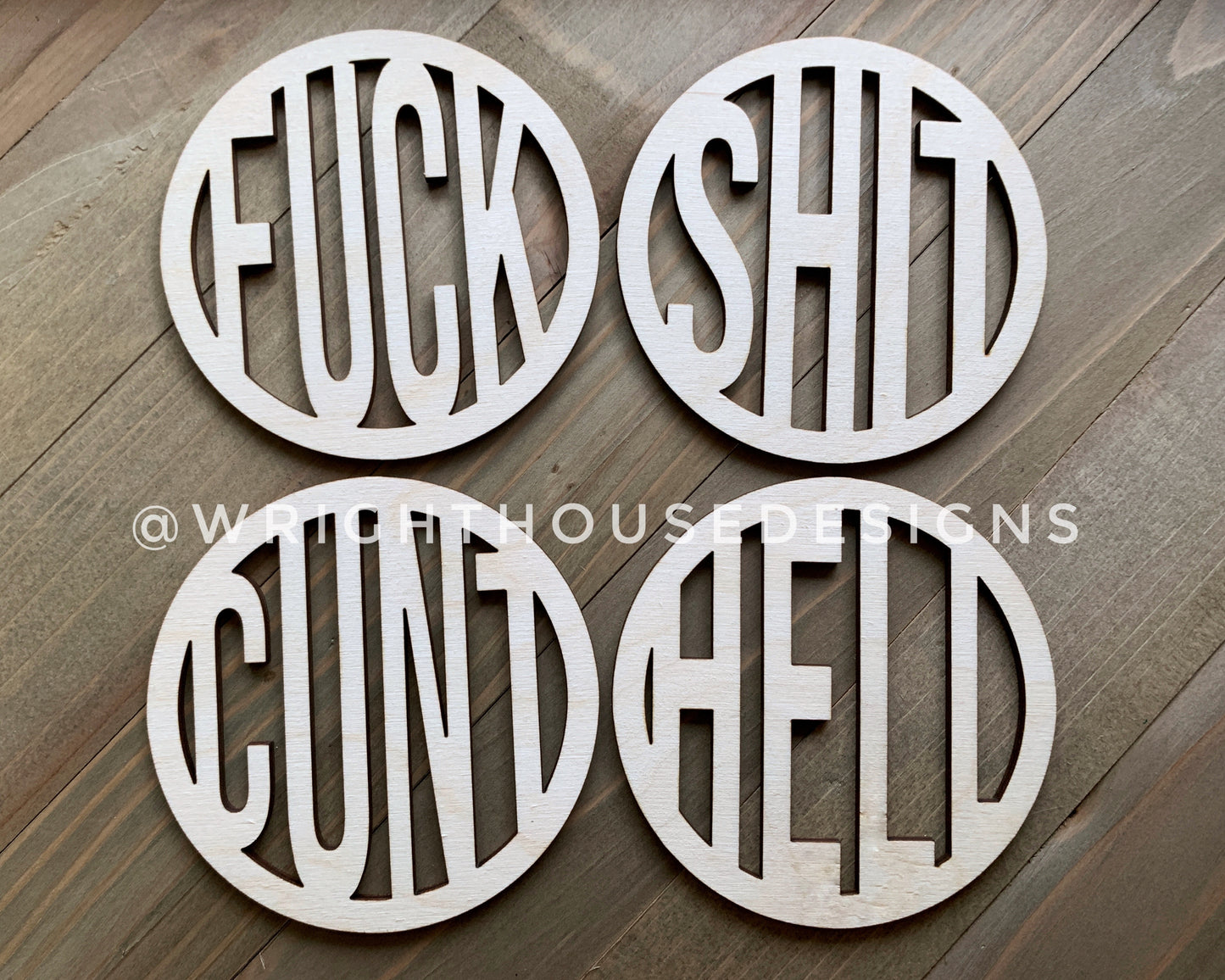 NSFW Four Letter Curse Word - Wooden Coaster Set